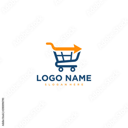 Shopping Cart Logo With Arrow On White Background