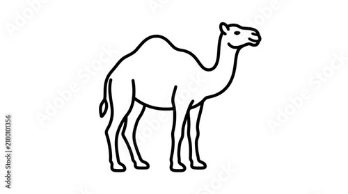 Foto Simple dromedary camel line art icon