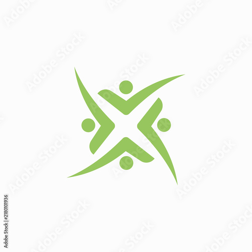 Business team social network icon. Abstract people vector logo template. 