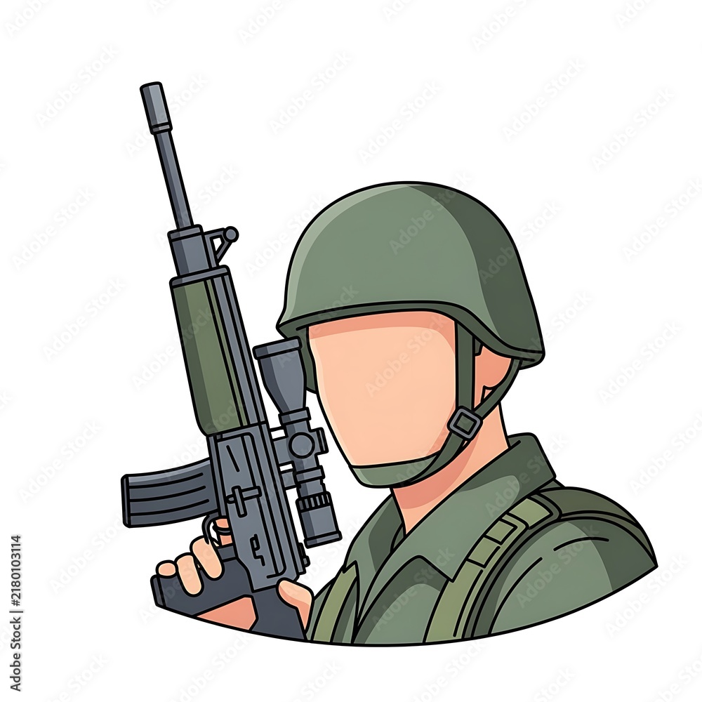 Obraz premium Soldier Wearing Helmet Holding Rifle for Military Defense and Security