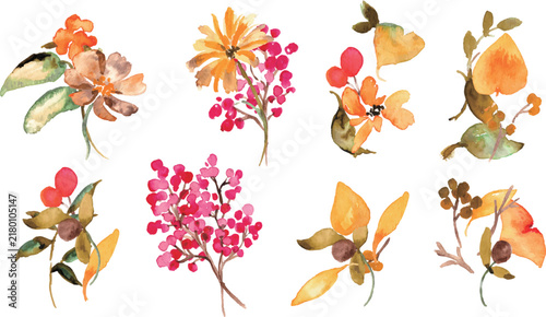 秋の水彩植物フレームと背景テンプレートセット
Autumn Watercolor Botanical Frames and Background Template Set