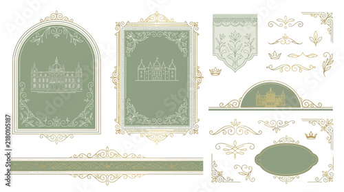 Elegant Ornate Frames and Decorative Elements with Vintage Architecture