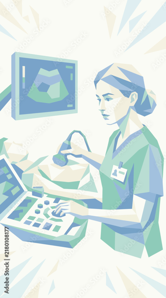 Obraz premium Medical Technician Performing Ultrasound Scan