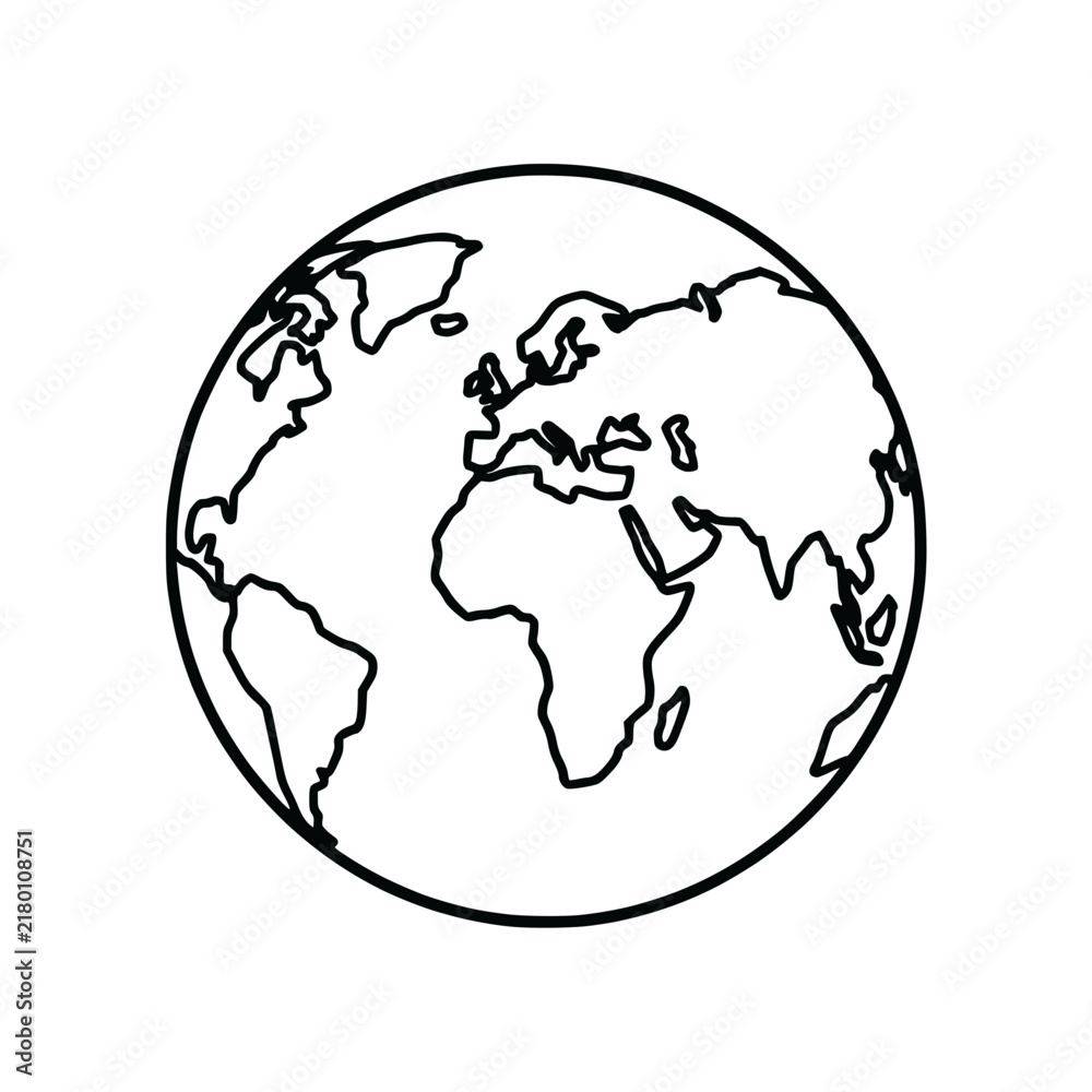 Obraz premium Simple Minimalist Line Art Globe Icon