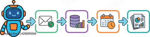 AI Robot Managing Business Automation Workflow and Data Process