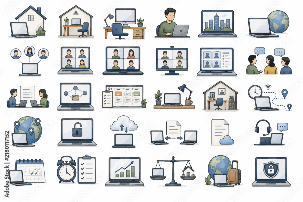 Fototapeta premium Remote Work and Digital Workplace Icon