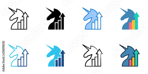 Unicorn icons with single set multiple style collection. Vector illustration

