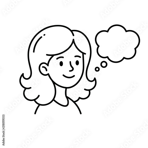 Woman with a thought bubble