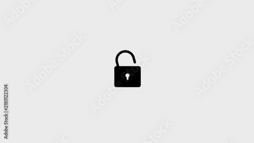 Fotografie Simple black silhouette of an open padlock with a keyhole against a plain light