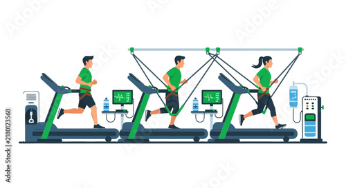 Athlete Performance Testing and Sports Science Research Flat Vector Illustration