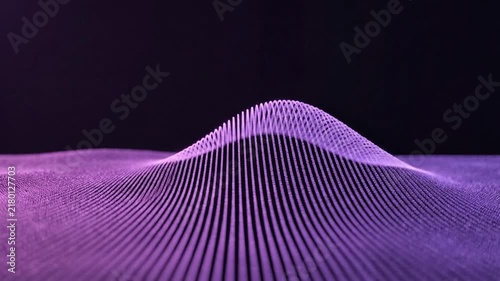 Purple Digital Wave Particles Flowing on Black Background