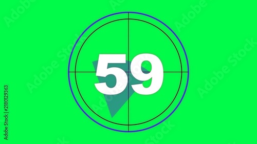 Cinematic Countdown Timer Display Featuring Number Fifty Nine on a Chroma Key Green Screen Background