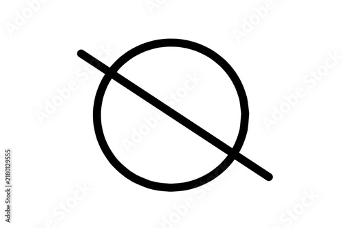 Foto A minimalist black prohibition symbol featuring a circle crossed through with a diagonal line on a plain white background