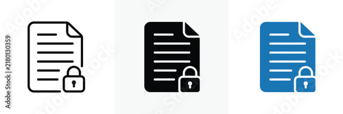 Locked Document Icons Minimalist Style with Padlock for vector graphic