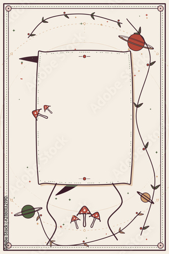 Фотография Occult grimoire cover with cosmic symbols, mystical sigils, vintage fantasy, and retro celestial art
