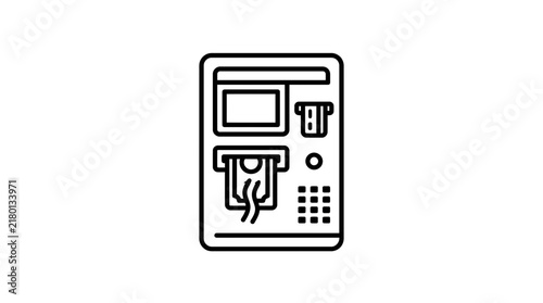 ATM machine icon isolated on white background, cash withdrawal concept