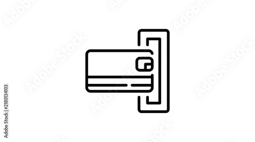 Credit Card Inserted Into Slot, Isolated Icon