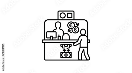 Currency Exchange Counter Icon - Isolated Vector Illustration