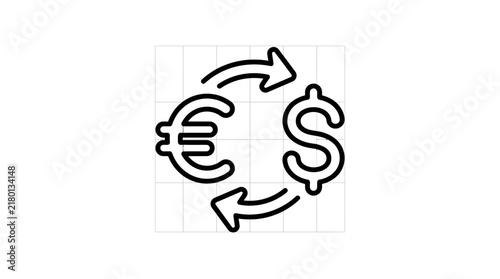 Euro Dollar Currency Exchange Arrows Isolated Transparent Background Icon