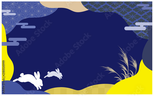 お月見イメージフレーム背景イラスト素材