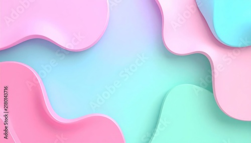 Soft Pastel Abstract Shapes Layered on Colorful Gradient Background