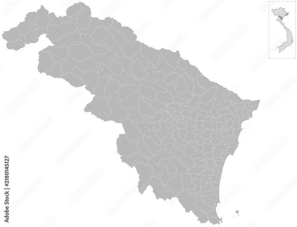 Obraz premium Thanh Hoa, Vietnam – administrative vector map with ward and commune boundaries (2026, Web Mercator projection, PPT-compatible & fully editable)