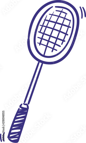 Badminton Racket Handdrawn Sports Doodle Clipart Illustration