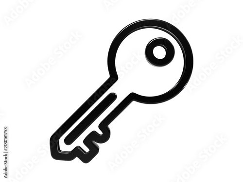 Konstfotografi Glossy black security key outline icon isolated on transparent background design
