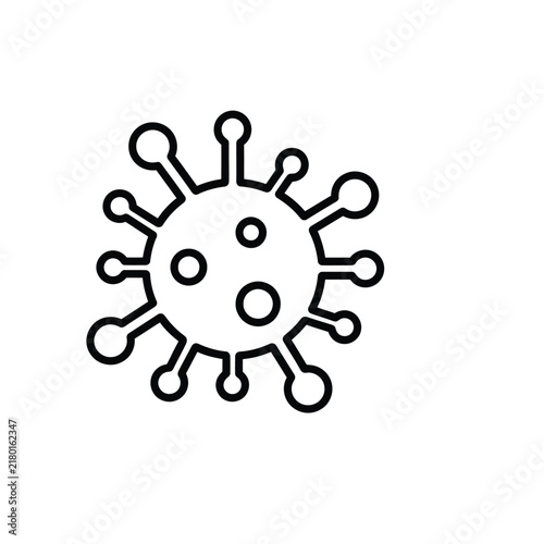 Microscopic coronavirus cell virus particle line art icon representing medical science and biology