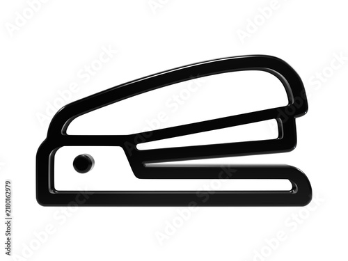 Foto Black glossy stapler icon symbolizes paper fastening and stationery equipment