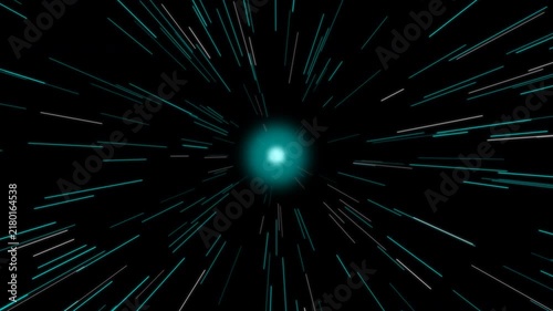 Hyperspace Cyan Premium Warp Speed Wormhole Background - 4K Seamless Loop