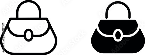 Women Handbag Vector Icon Set Outline and Solid Style for Fashion and Shopping Designs
