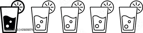 Lemonade Glass Vector Icon Set Outline and Solid Style for Summer Drink Designs