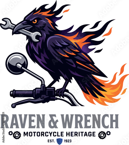 Raven's Wrench: Raven's Wrench Custom Motorcycle Garage Logo