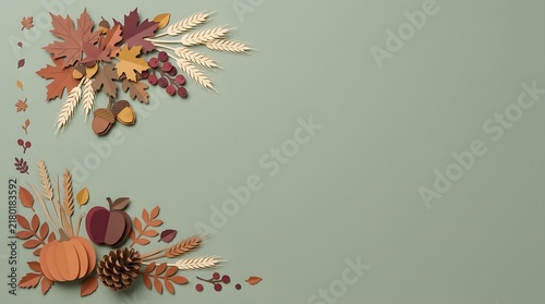 Autumn floral arrangement with vibrant fall colors against a soft muted green background