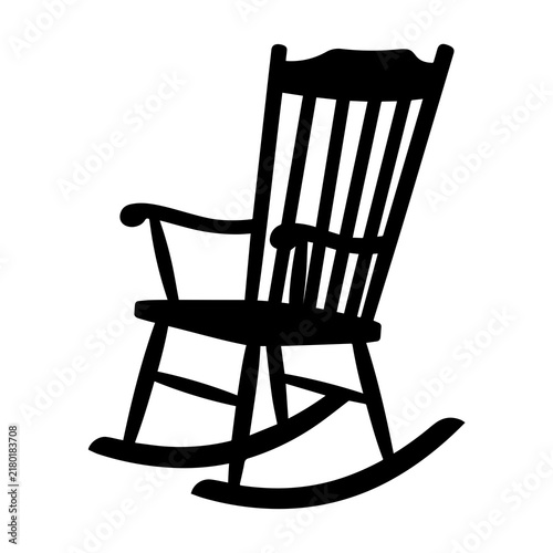 Classic rocking chair furniture silhouette icon on white background