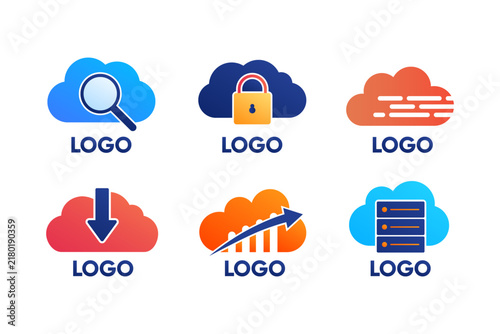 Gradient Cloud Technology Logo Icon Set