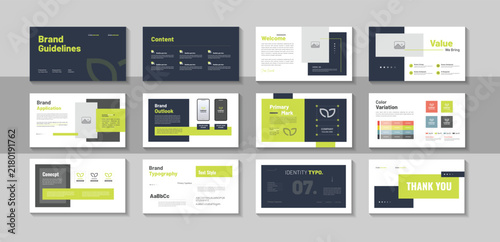 Digital brand guidelines presentation layout for modern company portfolio or logo guideline book and brand strategy for brand identity presentation