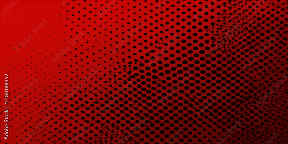 Obraz premium red and black halftone dot pattern gradient vector background with corner fading transition effect