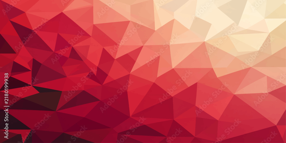 Obraz premium Vibrant abstract red and beige low poly geometric background with triangle mesh gradient