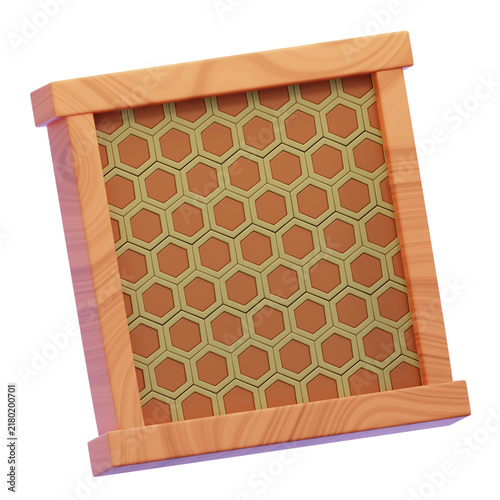 Professional 3D wooden honeycomb frame graphic, designed for modern website layouts, UI elements, and stock marketplaces.