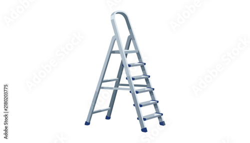 Fotografía Aluminum stepladder tool for repair renovation construction work vector illustra