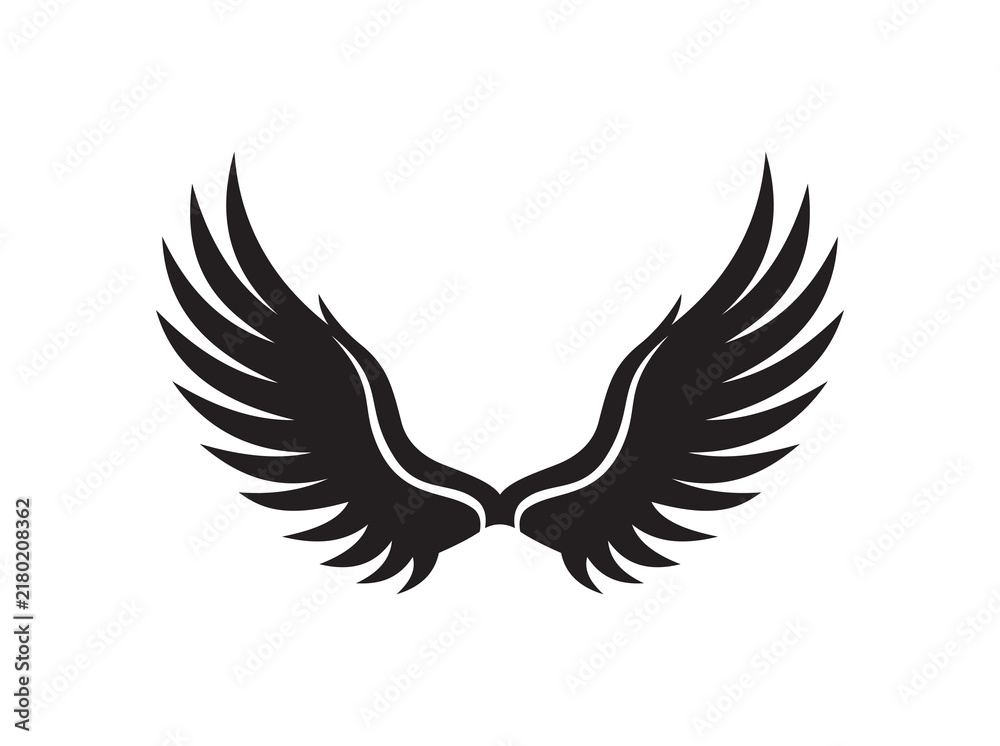 Fototapeta premium PrintA pair of bird wings as a symbol, featuring an elegant and minimalist style.