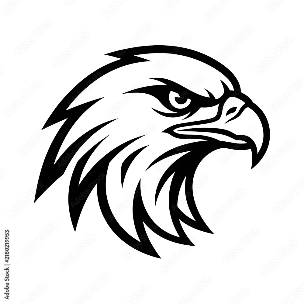 Fototapeta premium Stylized black and white bald eagle head emblem mascot vector illustration