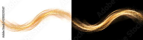 Фотография Gold glitter light wave curving smoothly with sparkling trail perfect for luxury