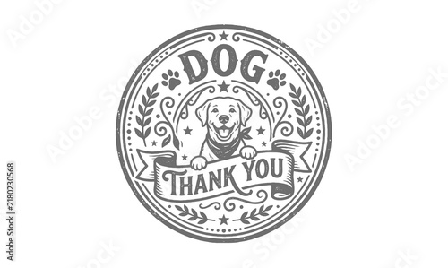Vintage Dog Thank You badge emblem vector illustration