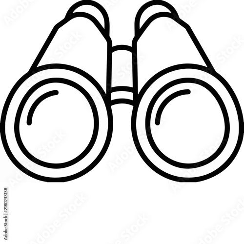 Binoculars icon for exploration and observation, simple black line art vector illustration.
