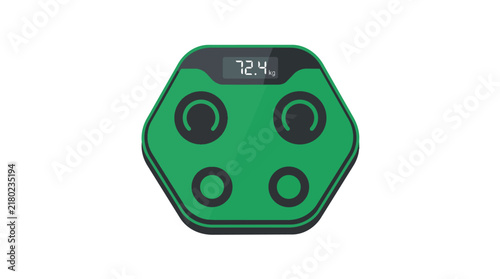Smart bathroom scale hexagonal digital weight meter vector illustration for fitness tracking and health monitoring