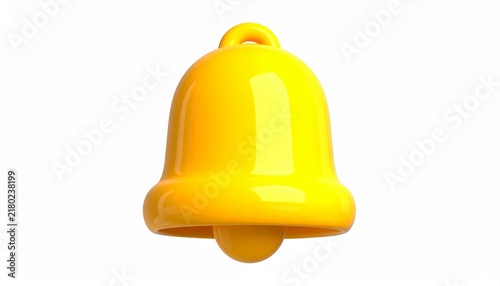 Modern 3D Bell Symbol with Bright Yellow Plastic Finish for Alert and Reminder Apps