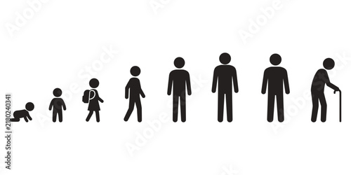 Canvas Print Human life cycle icon set showing the progression from infancy through childhood